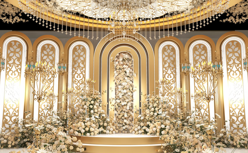 汉阴香槟色调婚礼堂效果展示